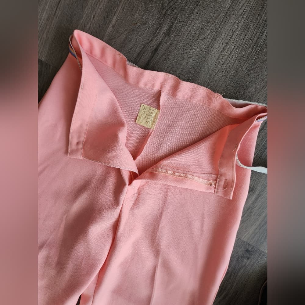 Vintage Chic Pink Polyester Trousers With Rainbow Belt - Thumbnail 5