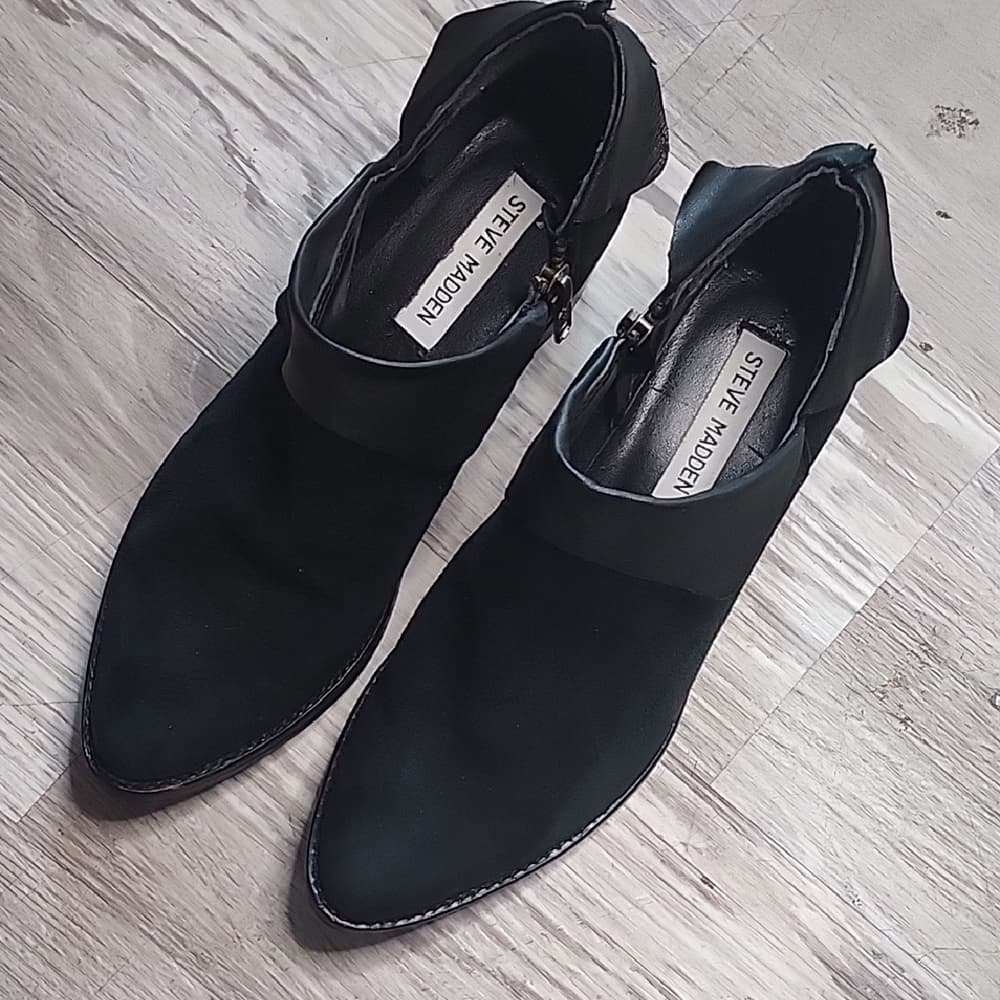 Steve Madden Sleek Black Suede Leather Pheonix Ankle Boots - Thumbnail 11