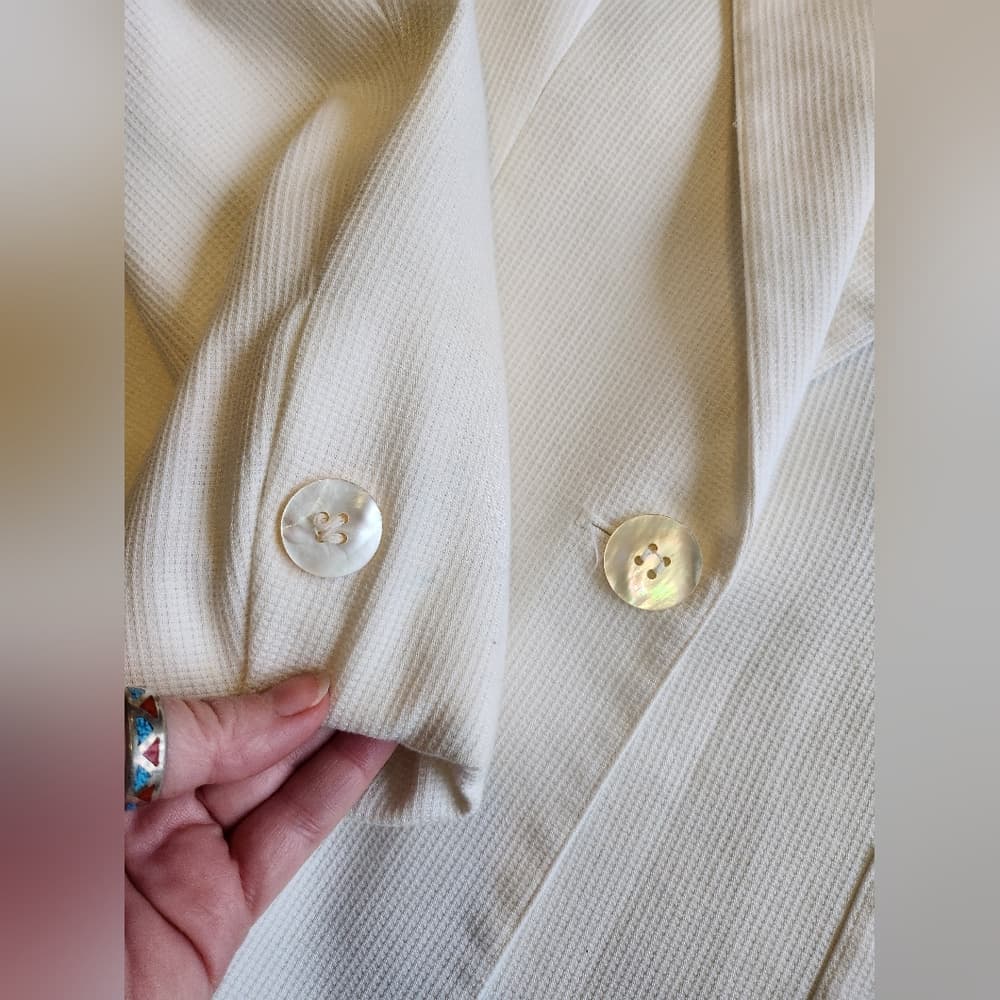 Vintage Evan Picone Saks Fifth Avenue White Formal Blazer Shell Button Accents - Thumbnail 6