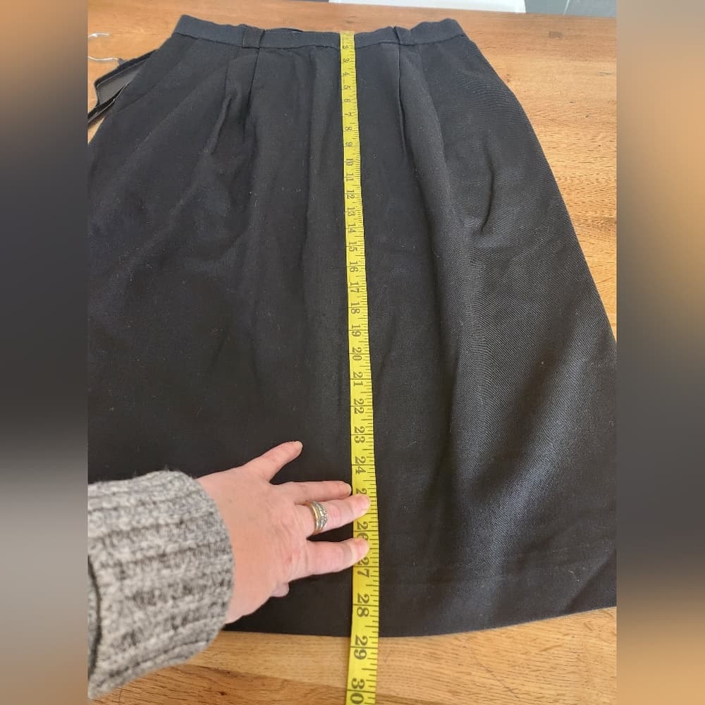 Vintage Evan Picone Saks Fifth Avenue Union Made Classic Black A-Line Skirt - Thumbnail 12