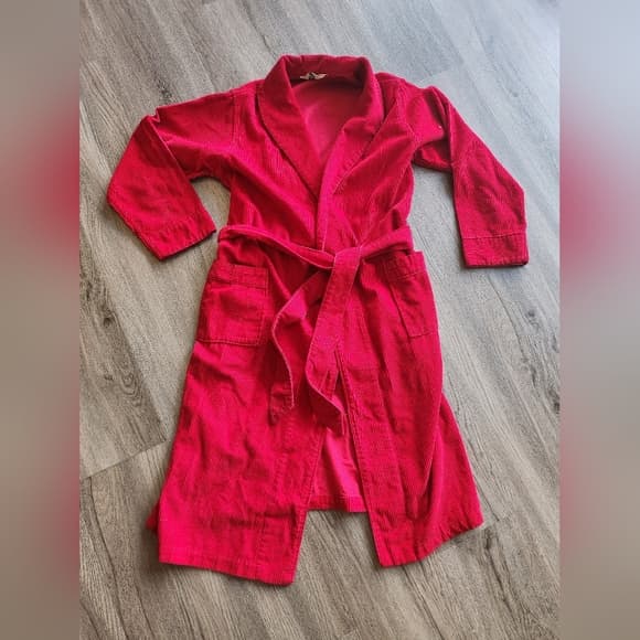 Vintage A Laddie Robe Red Corduroy House Robe with Belt Pockets 1970s - Thumbnail 14