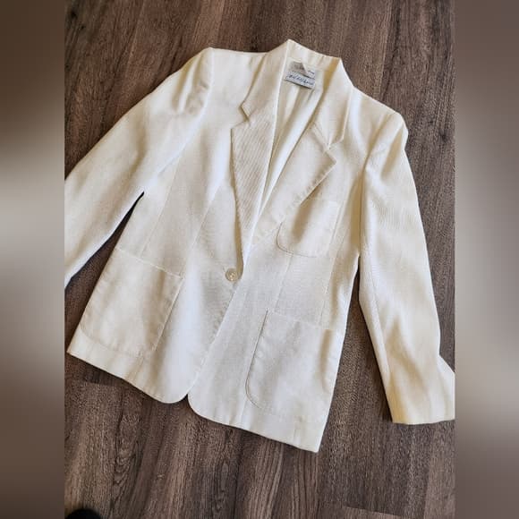 Vintage Evan Picone Saks Fifth Avenue White Formal Blazer Shell Button Accents - Thumbnail 10