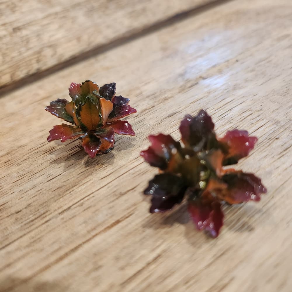Vintage Air Brushed Enameled Floral Clip On Earrings - Thumbnail 8