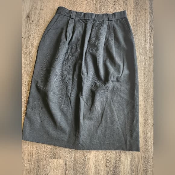 Vintage Evan Picone Saks Fifth Avenue Union Made Classic Black A-Line Skirt - Thumbnail 14