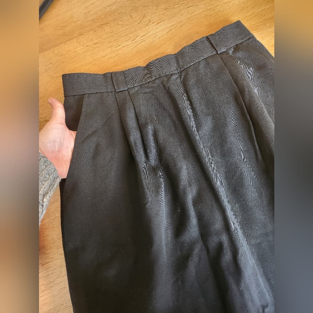 Vintage Evan Picone Saks Fifth Avenue Union Made Classic Black A-Line Skirt - Thumbnail 10