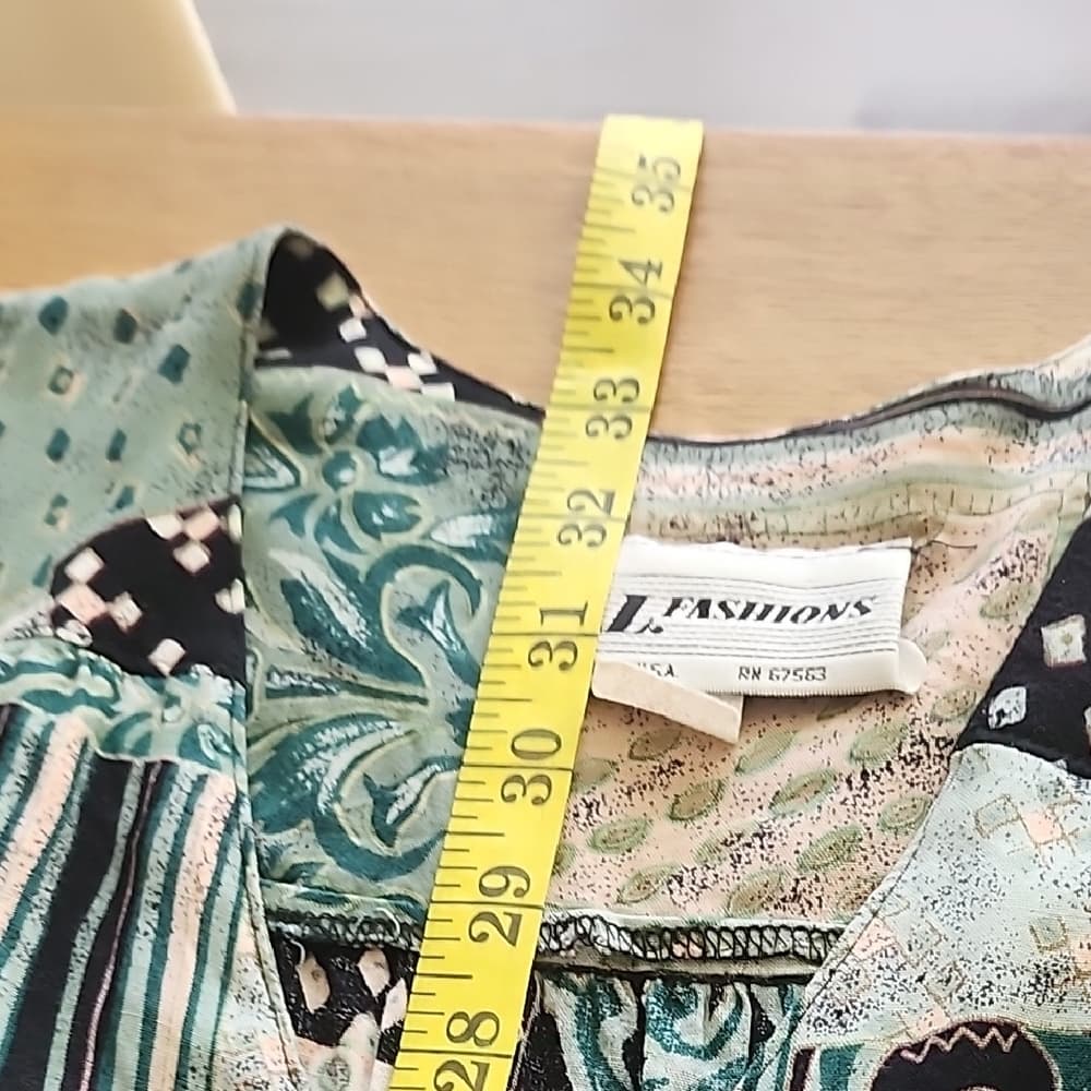 S.L. Fashions Vintage Multicolor Patchwork Patterned Romper Dress - Thumbnail 13