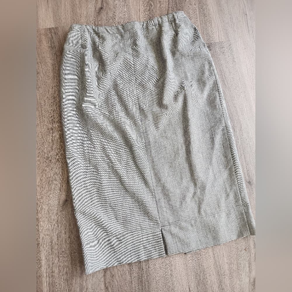 Vintage Harve Benard Classic Gray Straight Business Skirt With Pockets - Thumbnail 5
