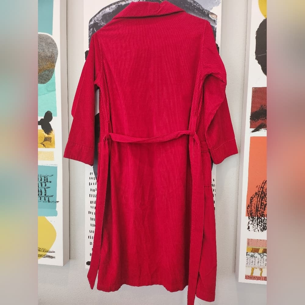 Vintage A Laddie Robe Red Corduroy House Robe with Belt Pockets 1970s - Thumbnail 11