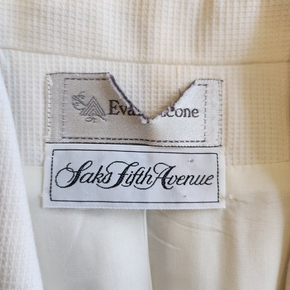 Vintage Evan Picone Saks Fifth Avenue White Formal Blazer Shell Button Accents - Thumbnail 7