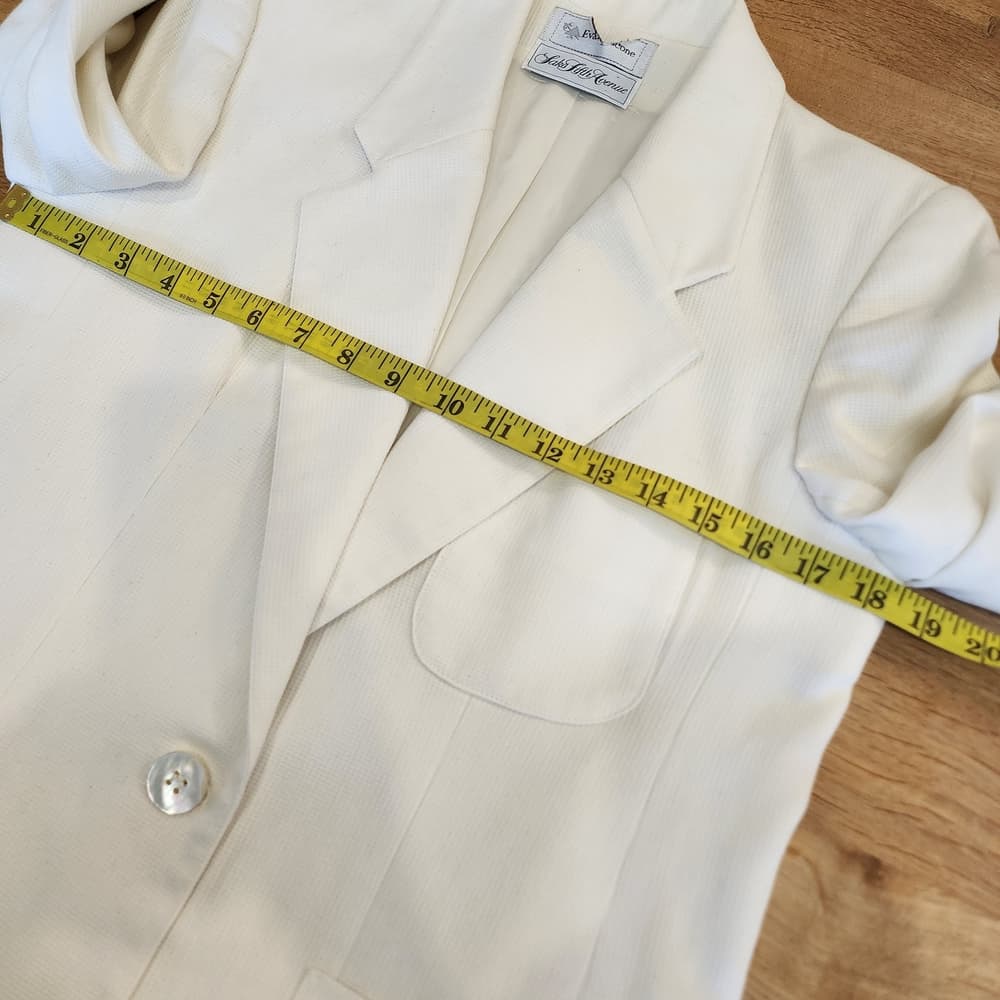 Vintage Evan Picone Saks Fifth Avenue White Formal Blazer Shell Button Accents - Thumbnail 8