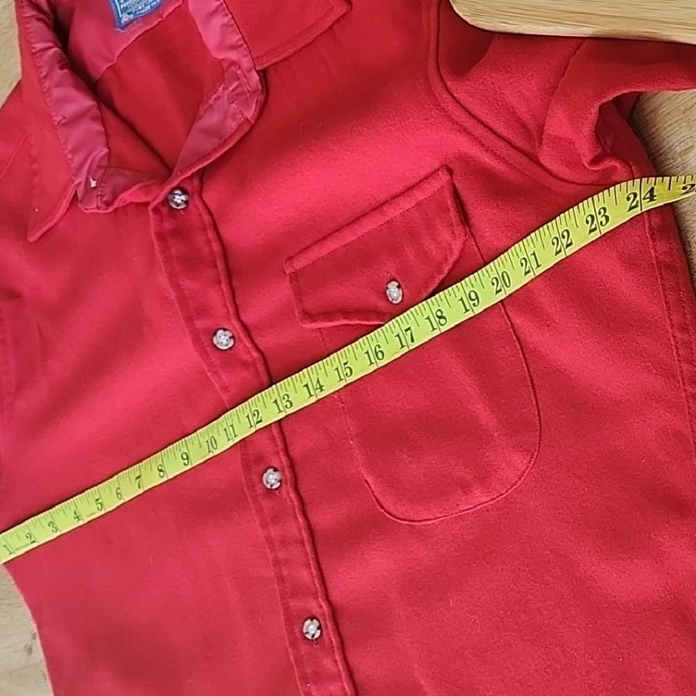 Vintage Pendleton Wool Flannel Long Sleeve Shirt with Tan Suede Elbow Patches - Thumbnail 9