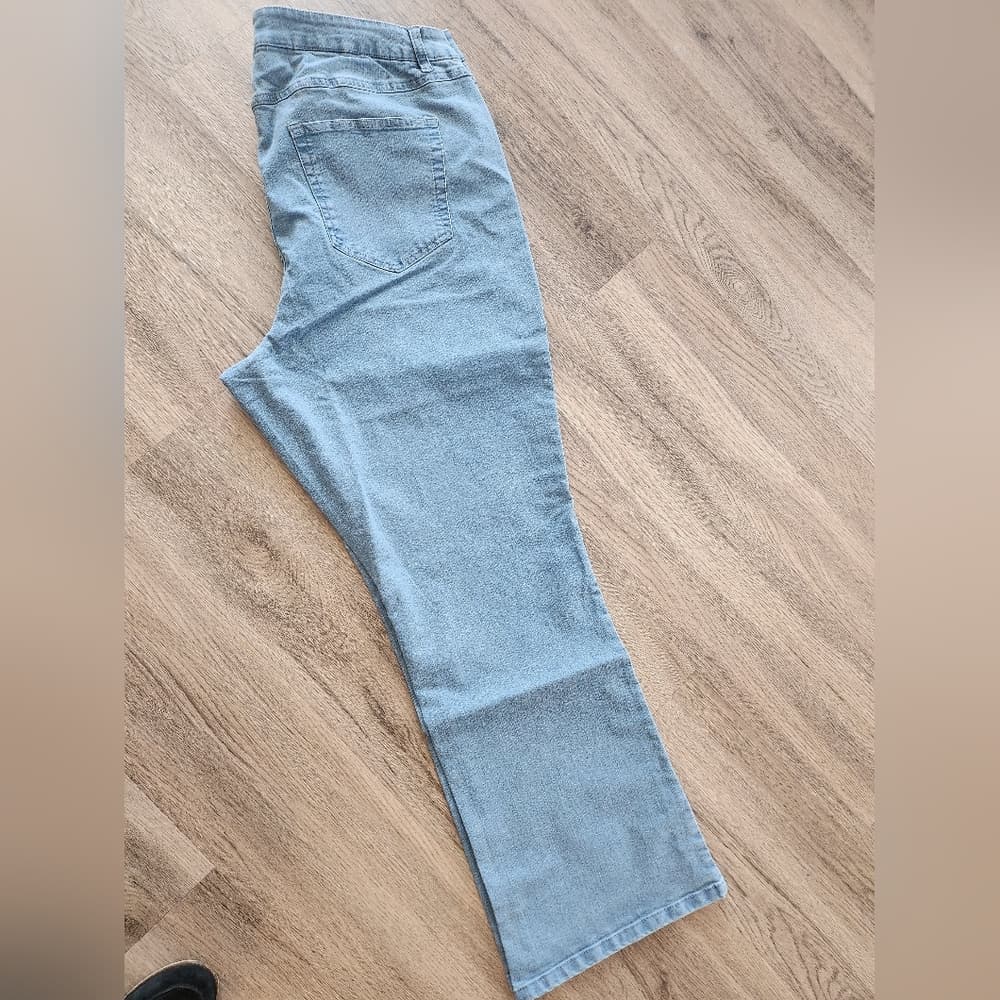 Denim 24/7 Light Stretchy Blue Jeans Plus Size Boot Cut - Thumbnail 5