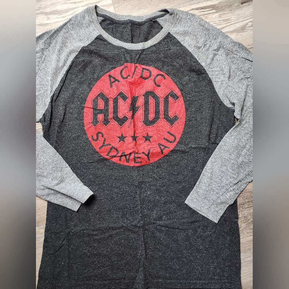 AC/DC Sydney AU Gray and Red Graphic Raglan Style Shirt