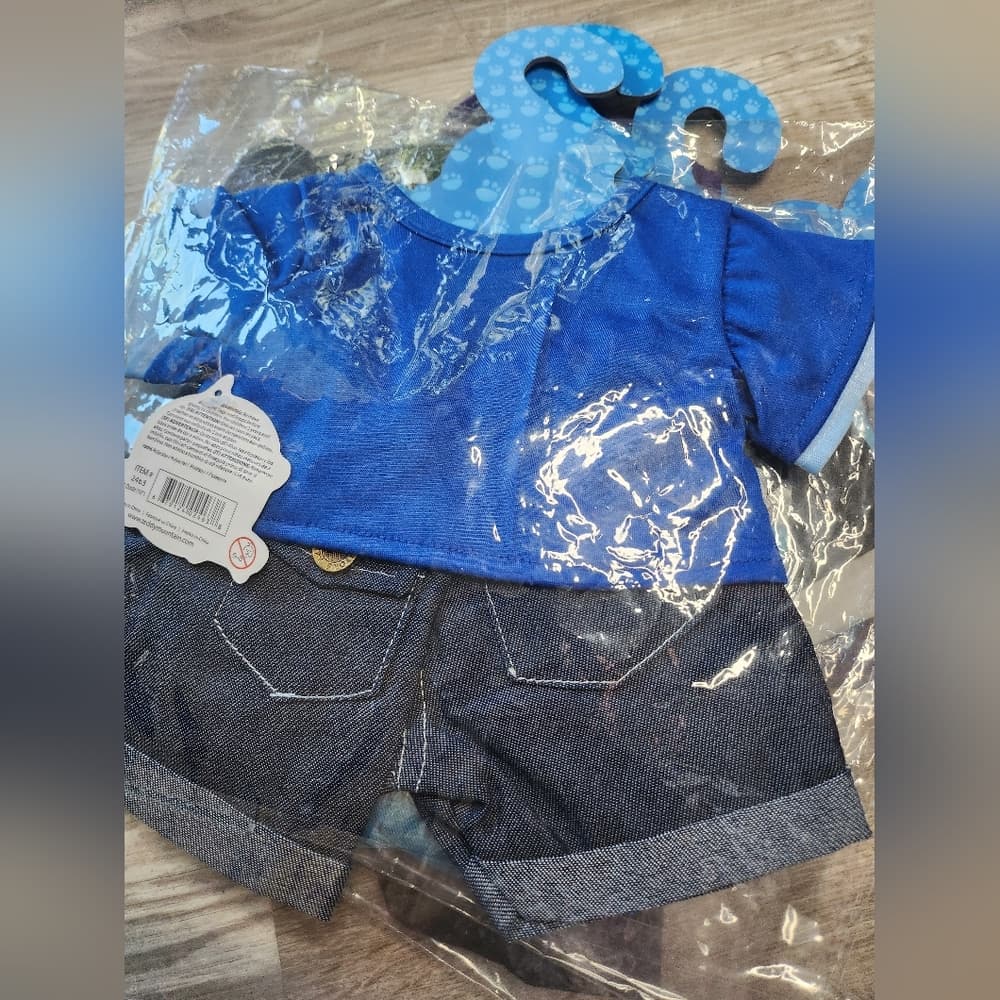 Teddy Mountain Racing Spirit Blue Shirt And Shorts For Stuffed Animal