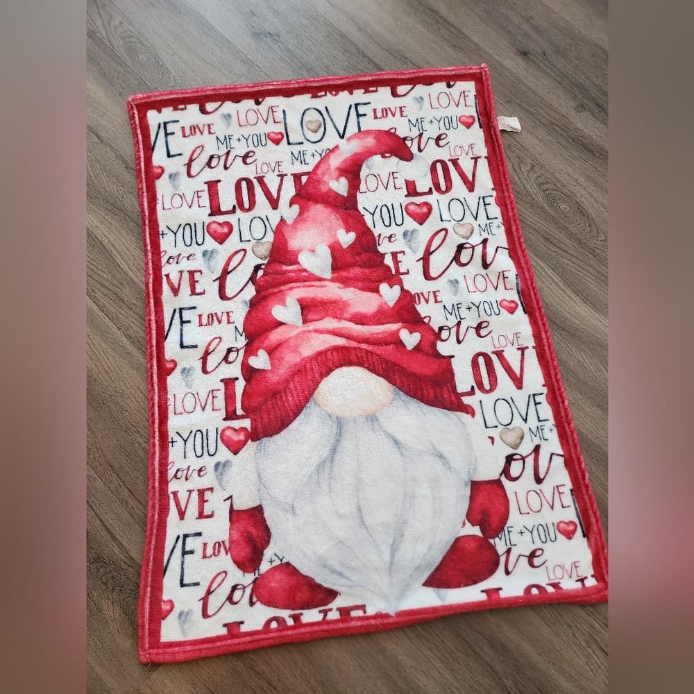 Festive Red Gnome Mini Holiday Blanket Valentines Love Super Soft - Thumbnail 4