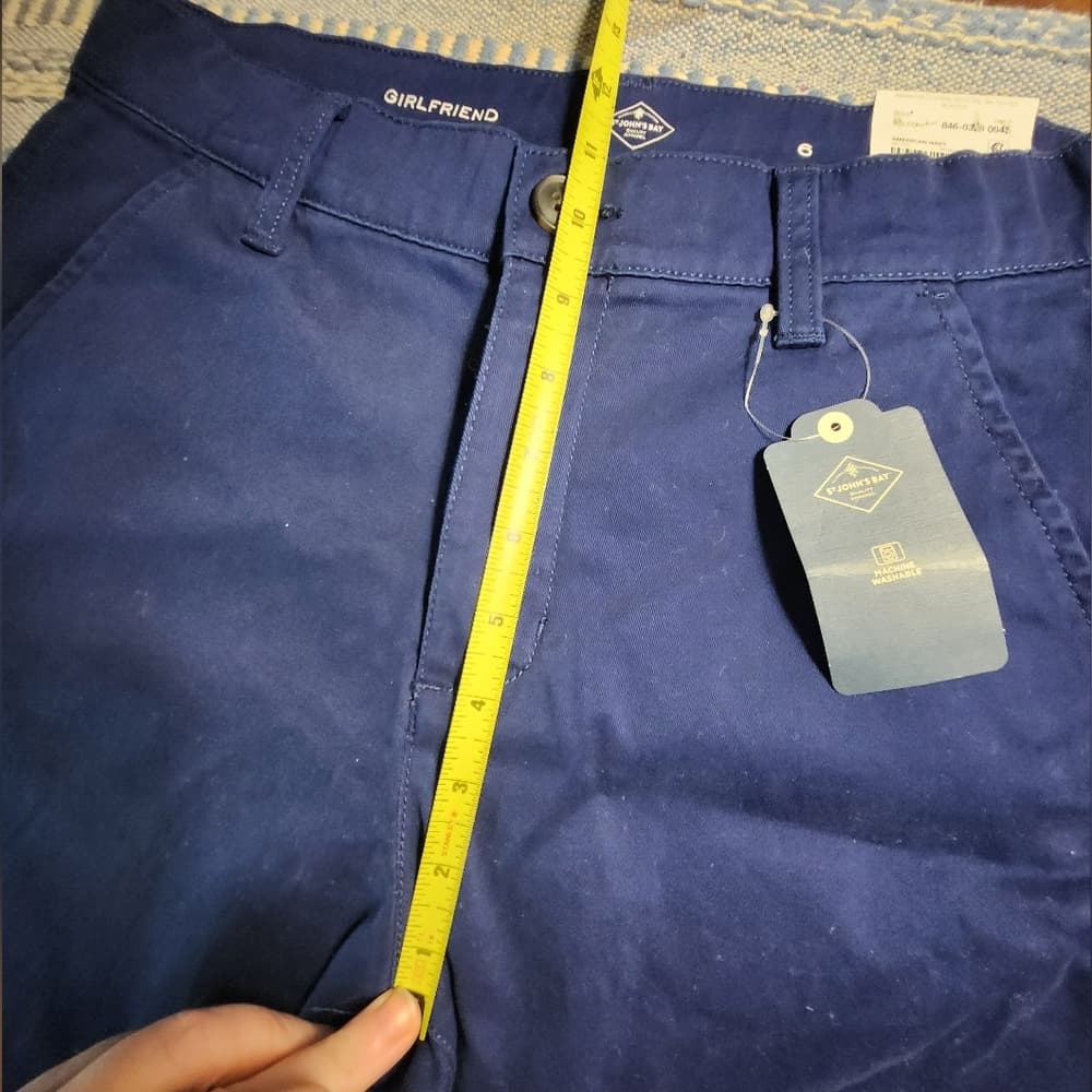 St. John's Bay Women's Navy Cropped Girlfriend Chinos - Thumbnail 10