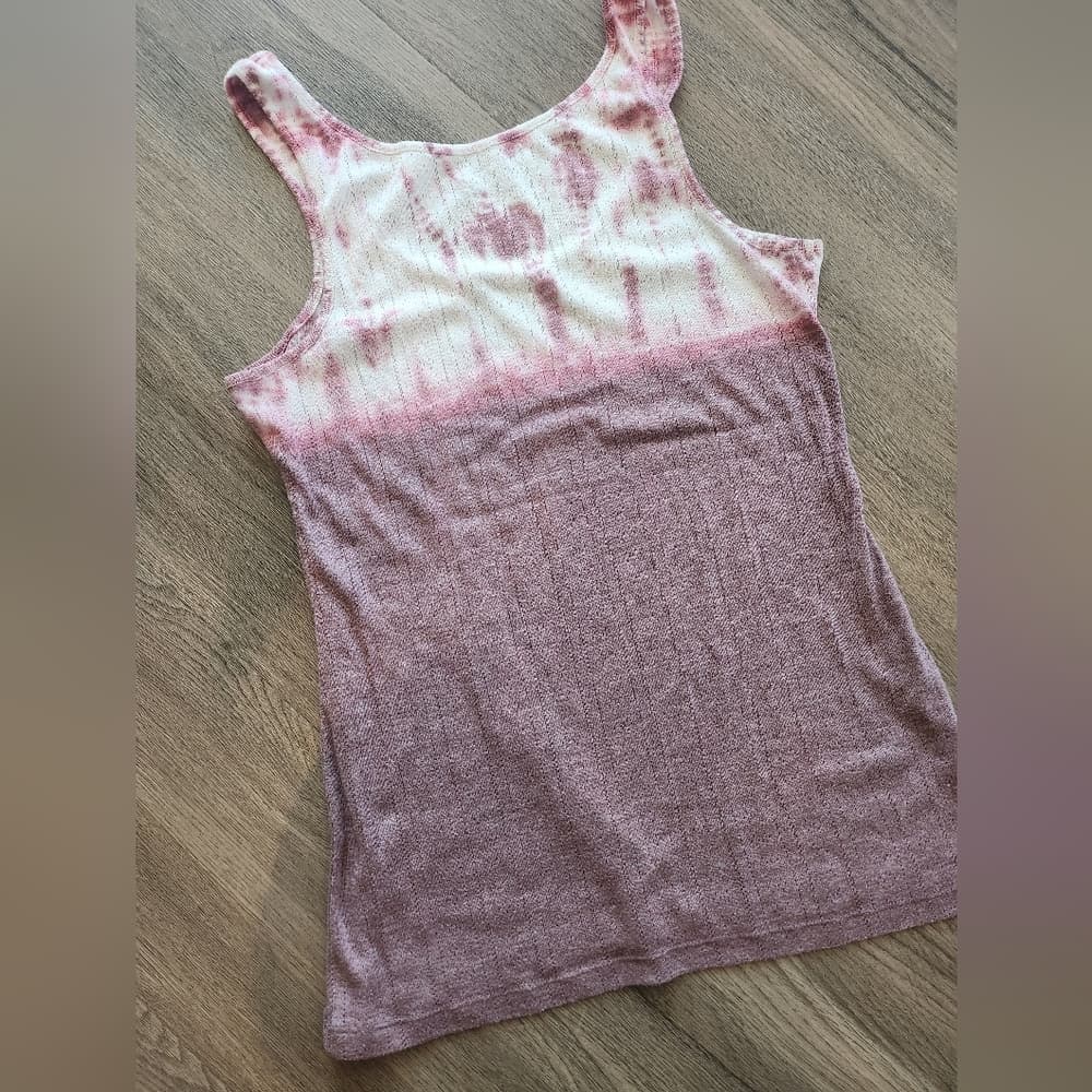 Lucky Brand Rose Pink and White Tie-Dye Tank Top - Thumbnail 3