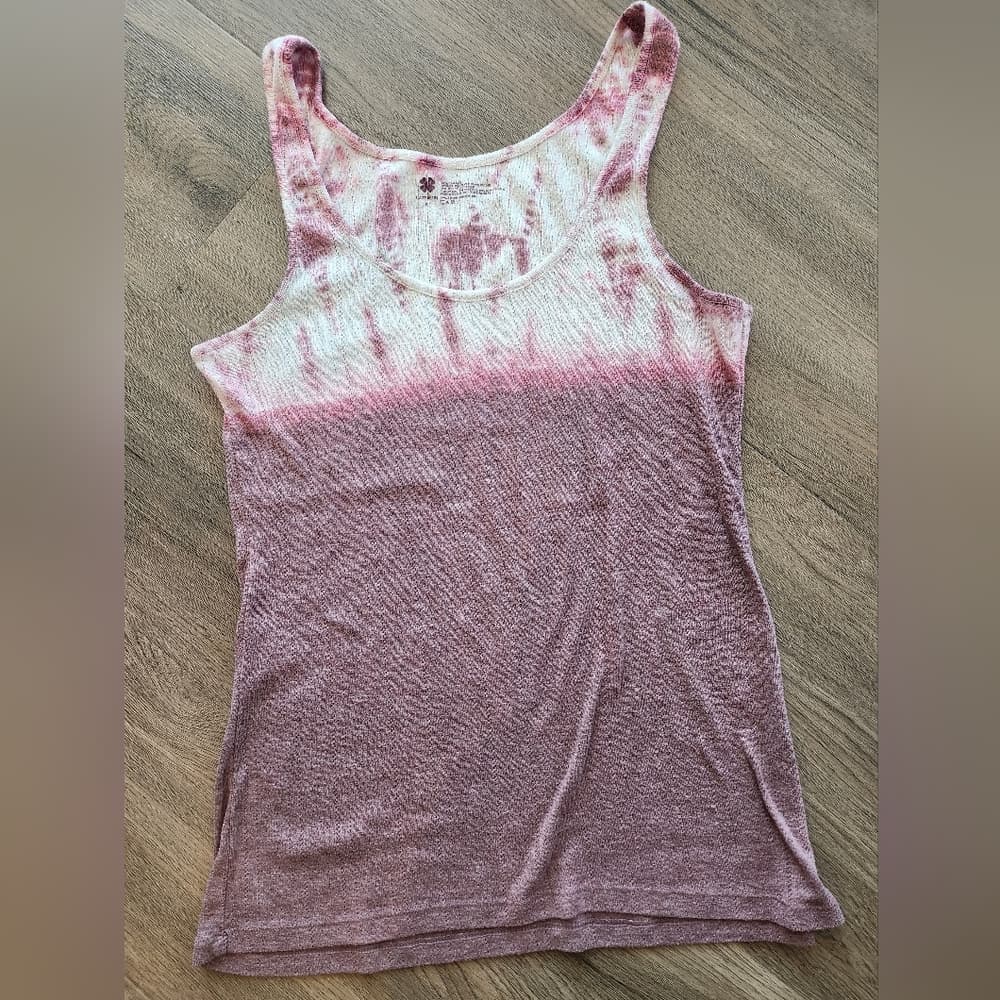 Lucky Brand Rose Pink and White Tie-Dye Tank Top