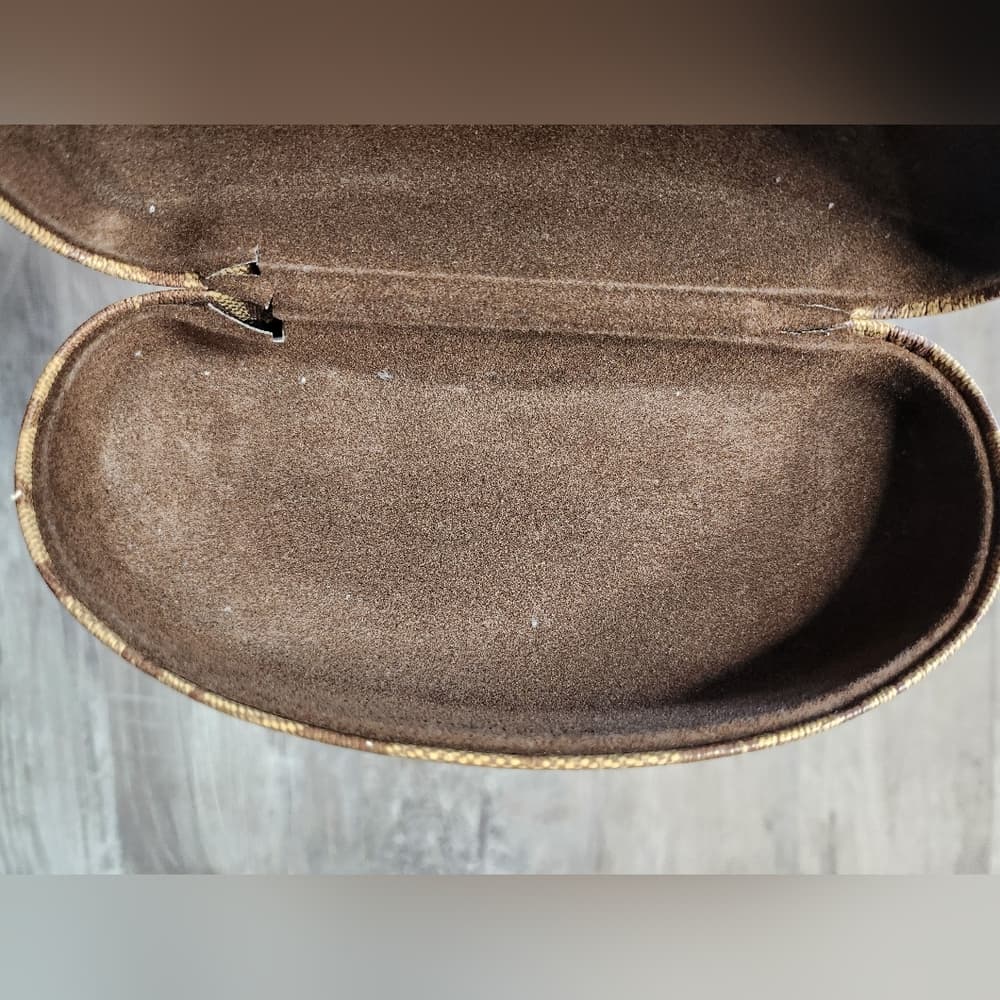 Coach Tan and Brown Large Chunky Clam Shell Sunglasses Case - Thumbnail 3