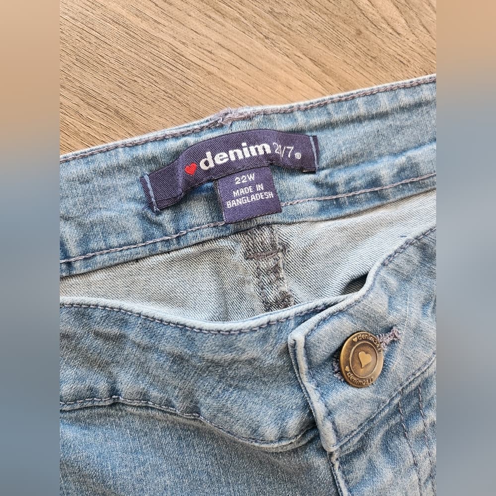 Denim 24/7 Light Stretchy Blue Jeans Plus Size Boot Cut - Thumbnail 3