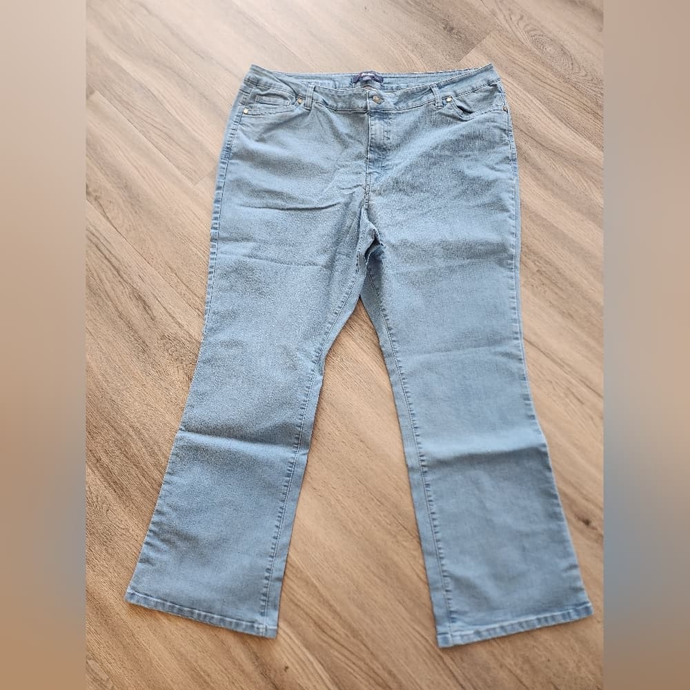 Denim 24/7 Light Stretchy Blue Jeans Plus Size Boot Cut - Thumbnail 12