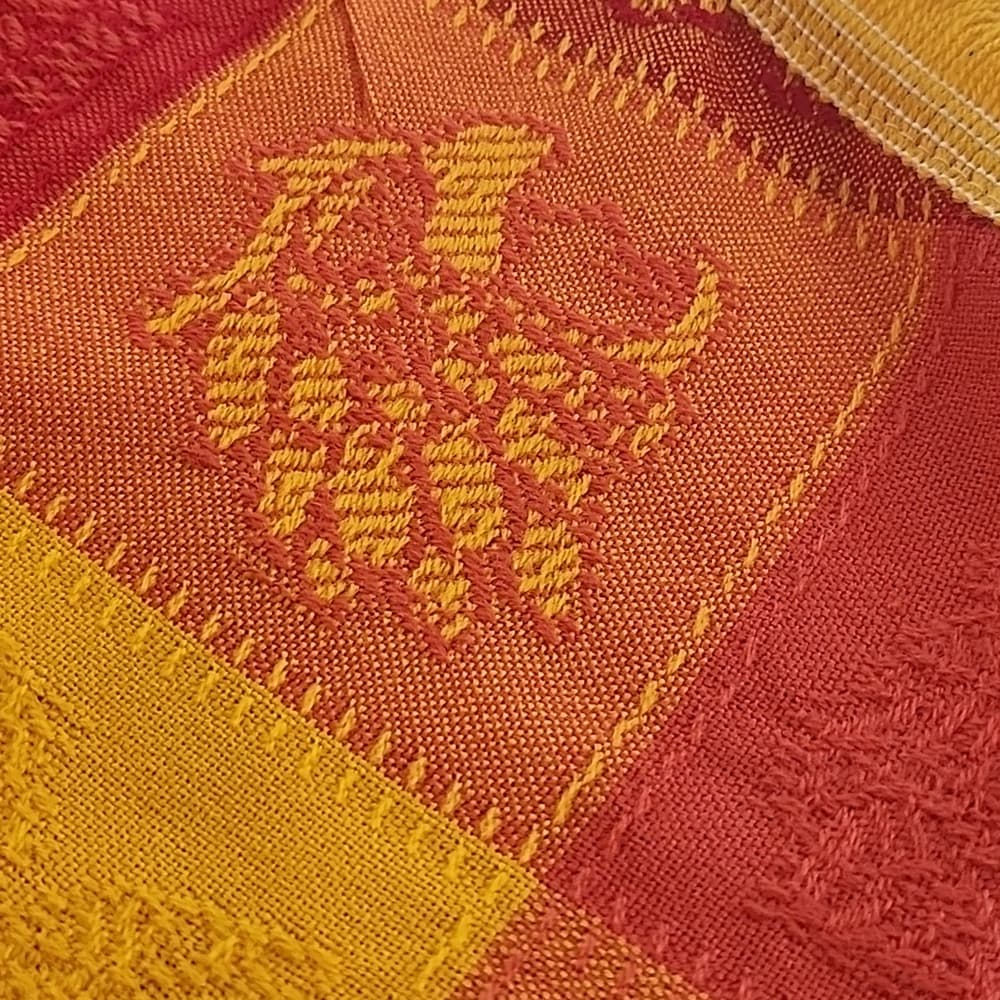 Vibrant Red and Yellow Rpund 56" Table Cloth Cover Checkered Aztec - Thumbnail 2