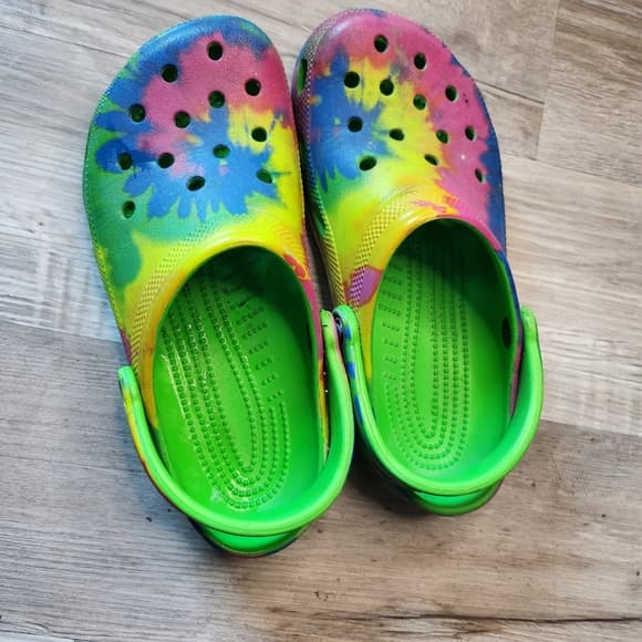 Vibrant Color CROCS Junior Tie-Dye Slip On Shoes Size 6 M 8 W - Thumbnail 11