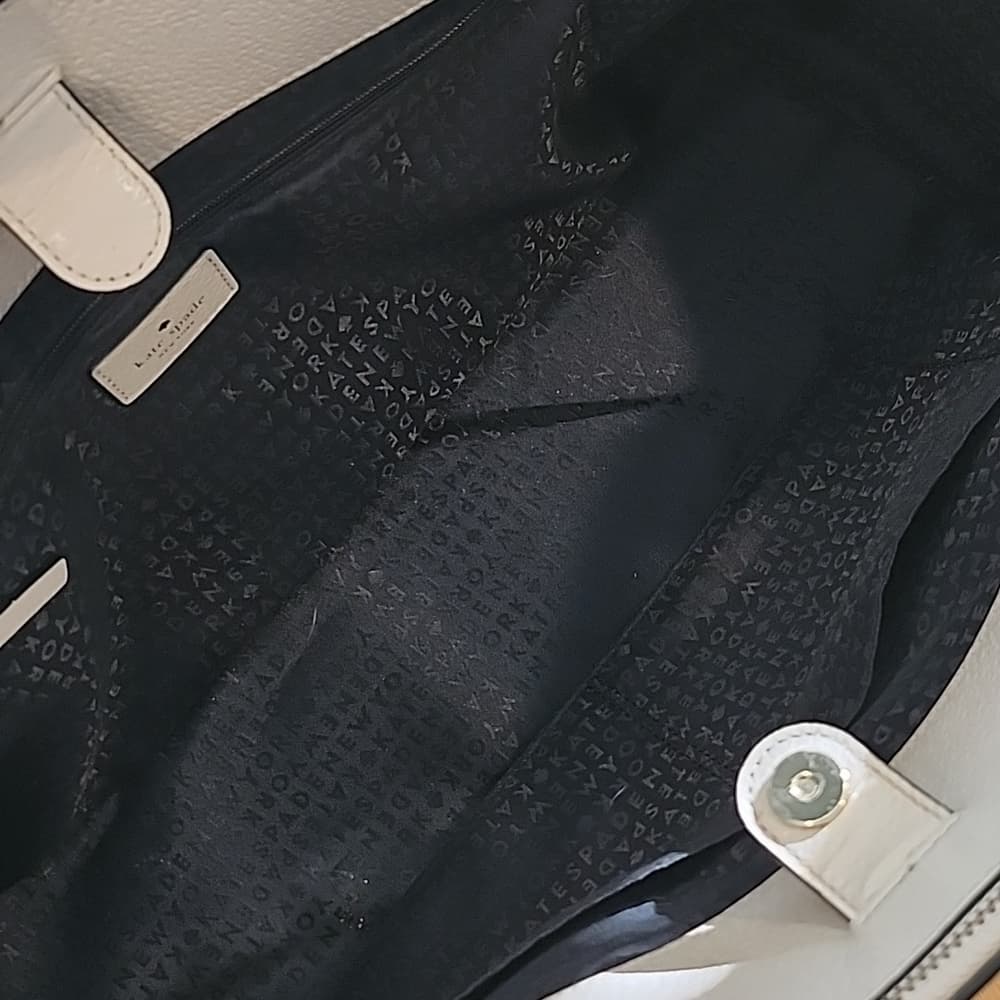 Gorgeous Cream And Black Kate Spade Grand Street Lydia Tote Purse With Side Bags - Thumbnail 9