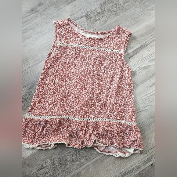 Anthropologie Maeve Red and White Floral Lace Trim Open Back Top - Thumbnail 9