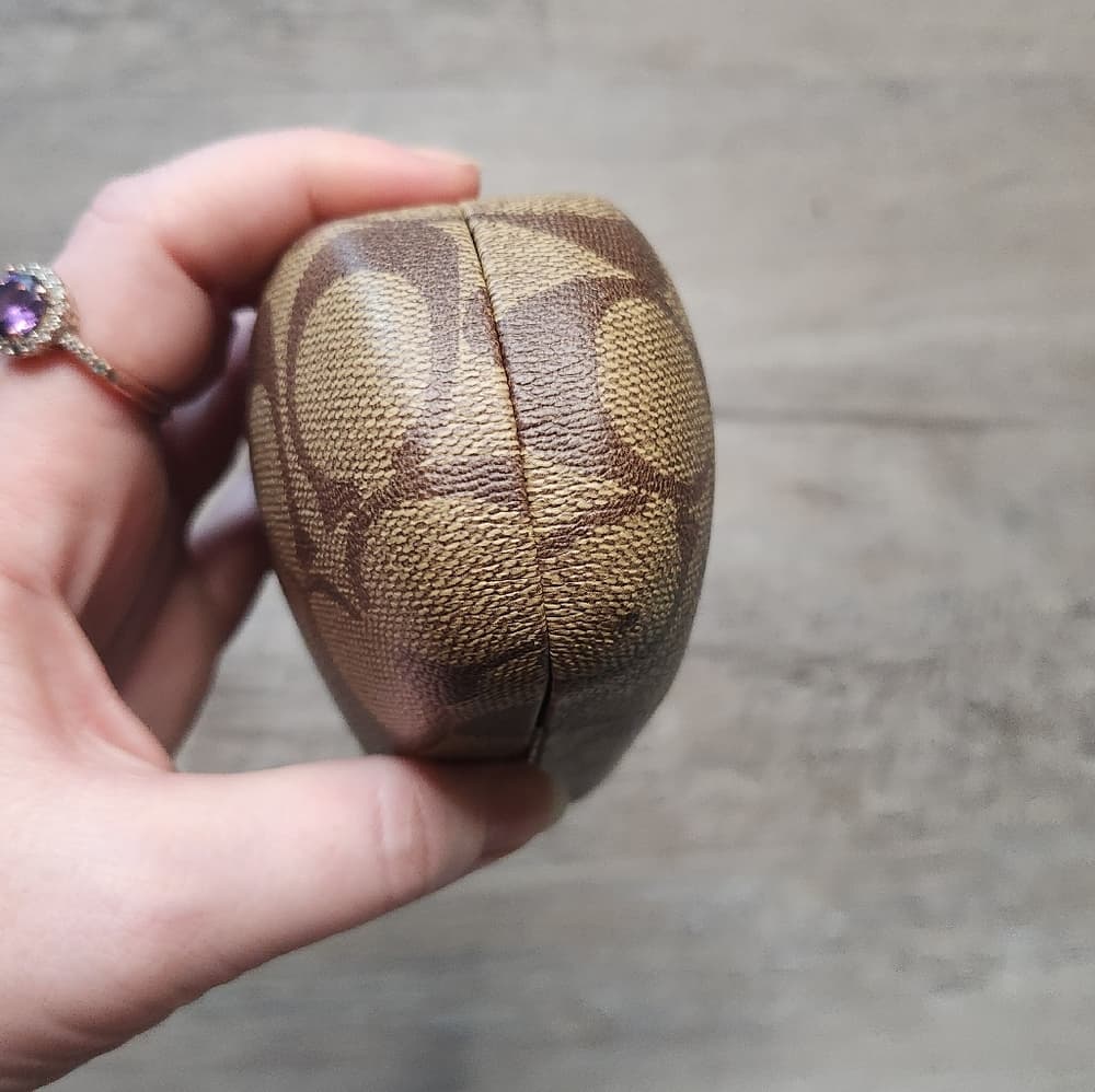 Coach Tan and Brown Large Chunky Clam Shell Sunglasses Case - Thumbnail 6