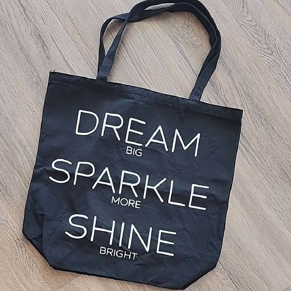 Beauty Bundle Black Tote Bag with Inspirational Print Make Up Hair Accessories - Thumbnail 8