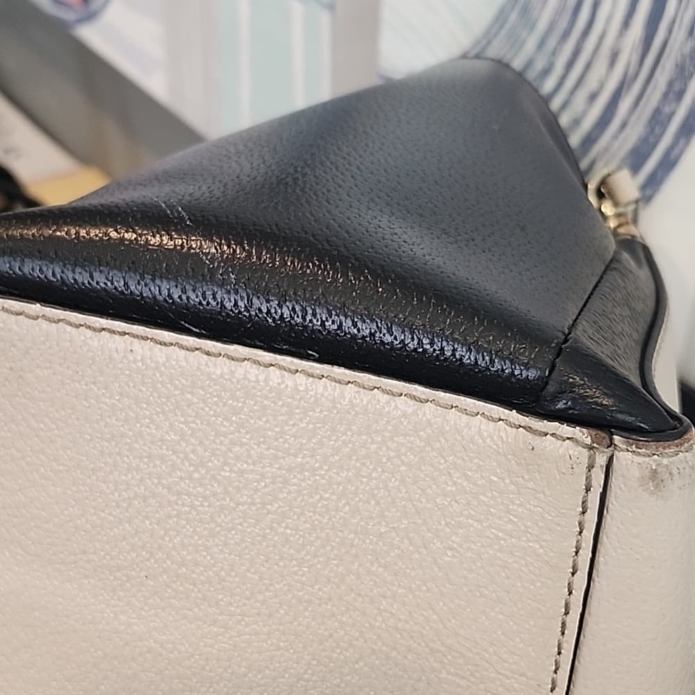 Gorgeous Cream And Black Kate Spade Grand Street Lydia Tote Purse With Side Bags - Thumbnail 11