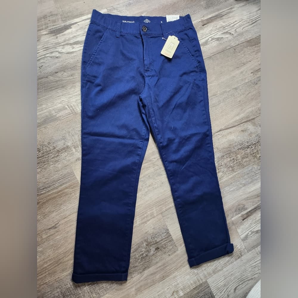 St. John's Bay Women's Navy Cropped Girlfriend Chinos - Thumbnail 11