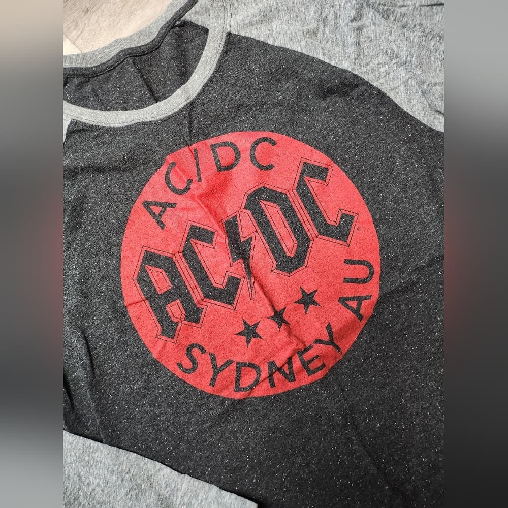 AC/DC Sydney AU Gray and Red Graphic Raglan Style Shirt - Thumbnail 2