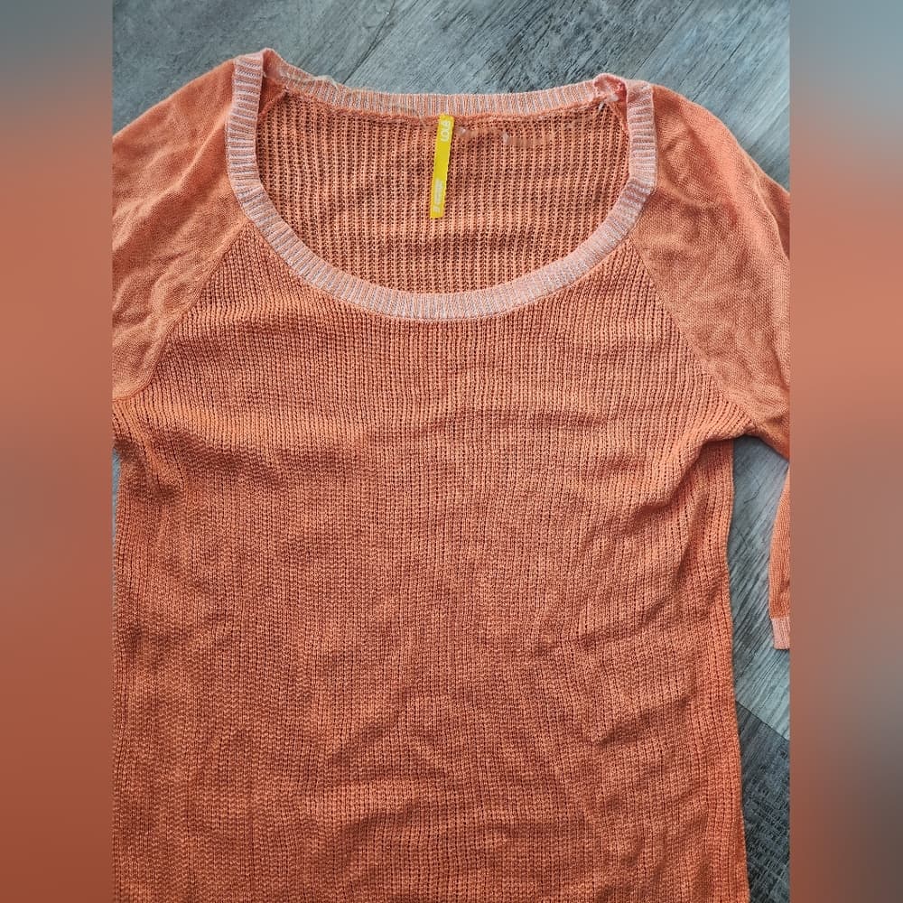 Lole Women's Orange Crew Neck Sweater 3/4 Sleeve - Thumbnail 3