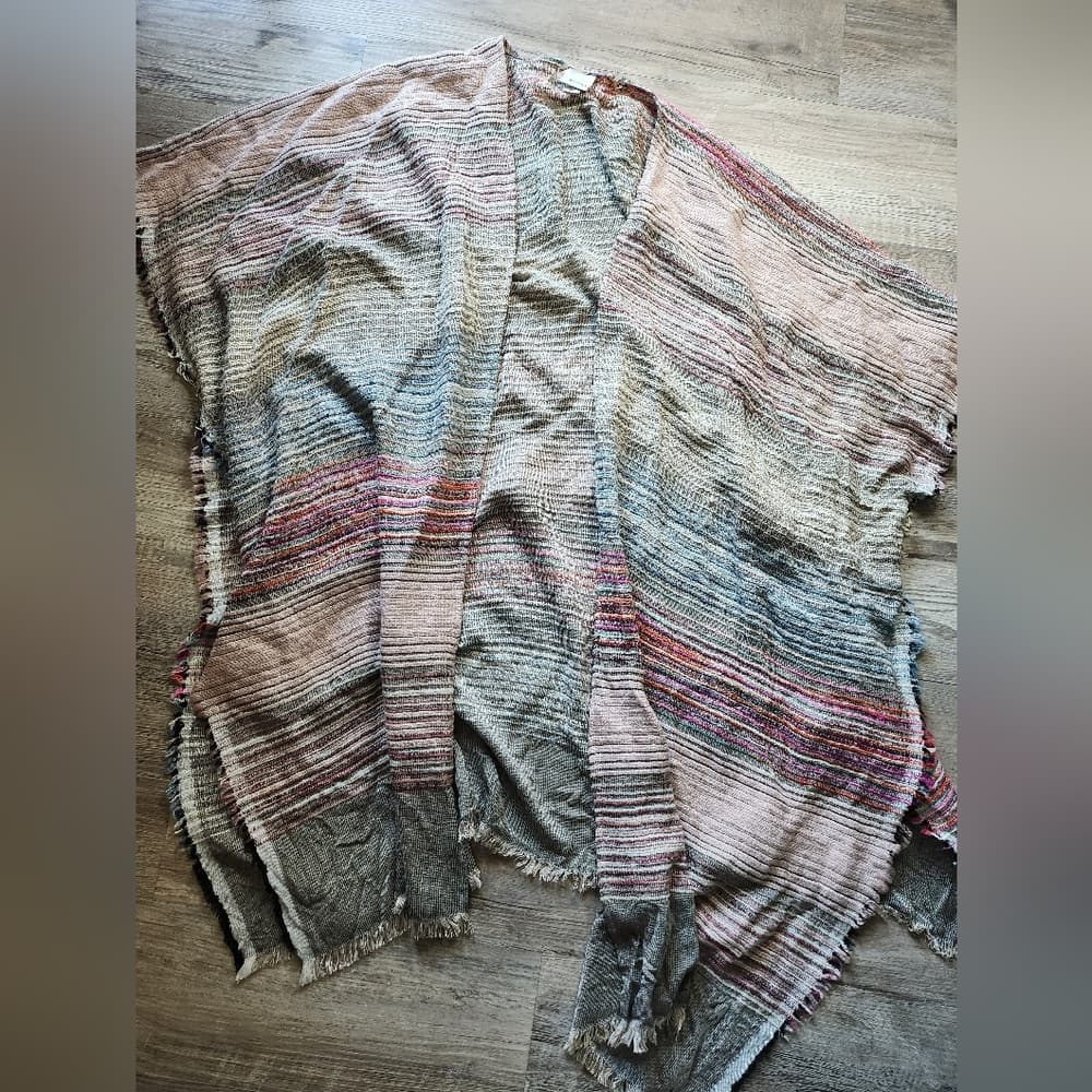 Sonoma Multicolor Nuetral Striped Open Side Swim Suit Cover Wrap