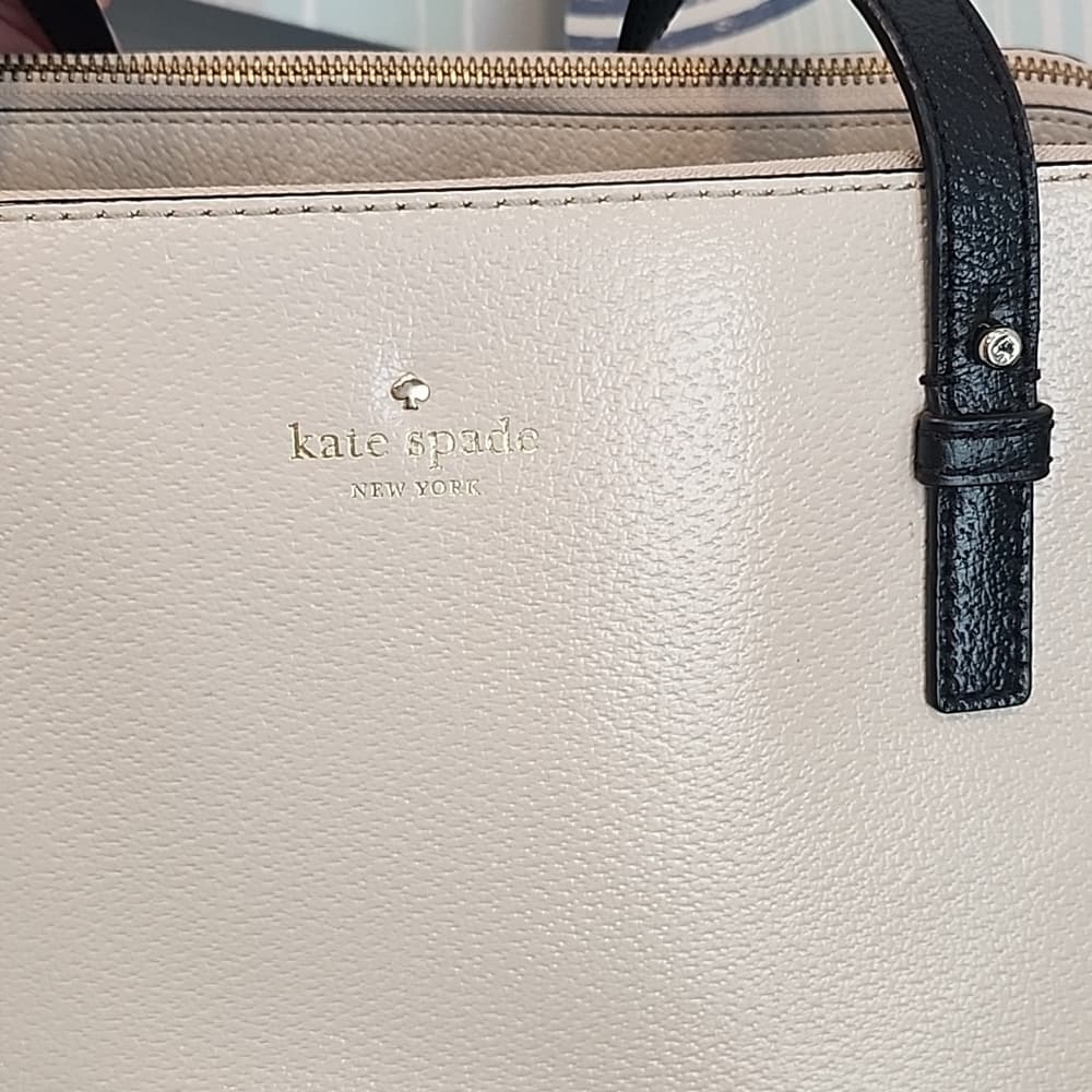 Gorgeous Cream And Black Kate Spade Grand Street Lydia Tote Purse With Side Bags - Thumbnail 12