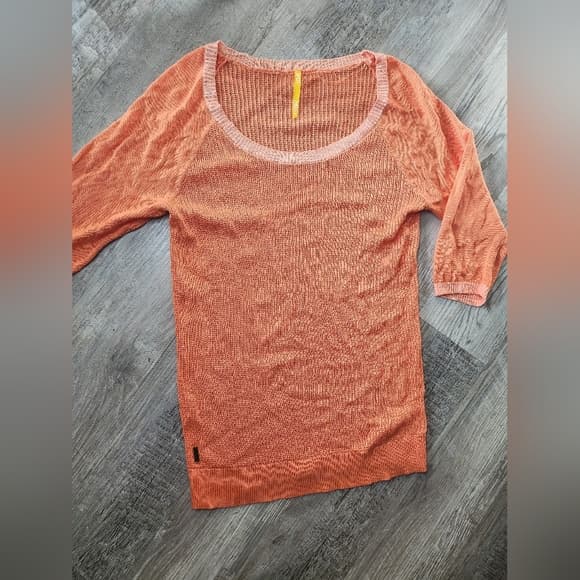 Lole Women's Orange Crew Neck Sweater 3/4 Sleeve - Thumbnail 9