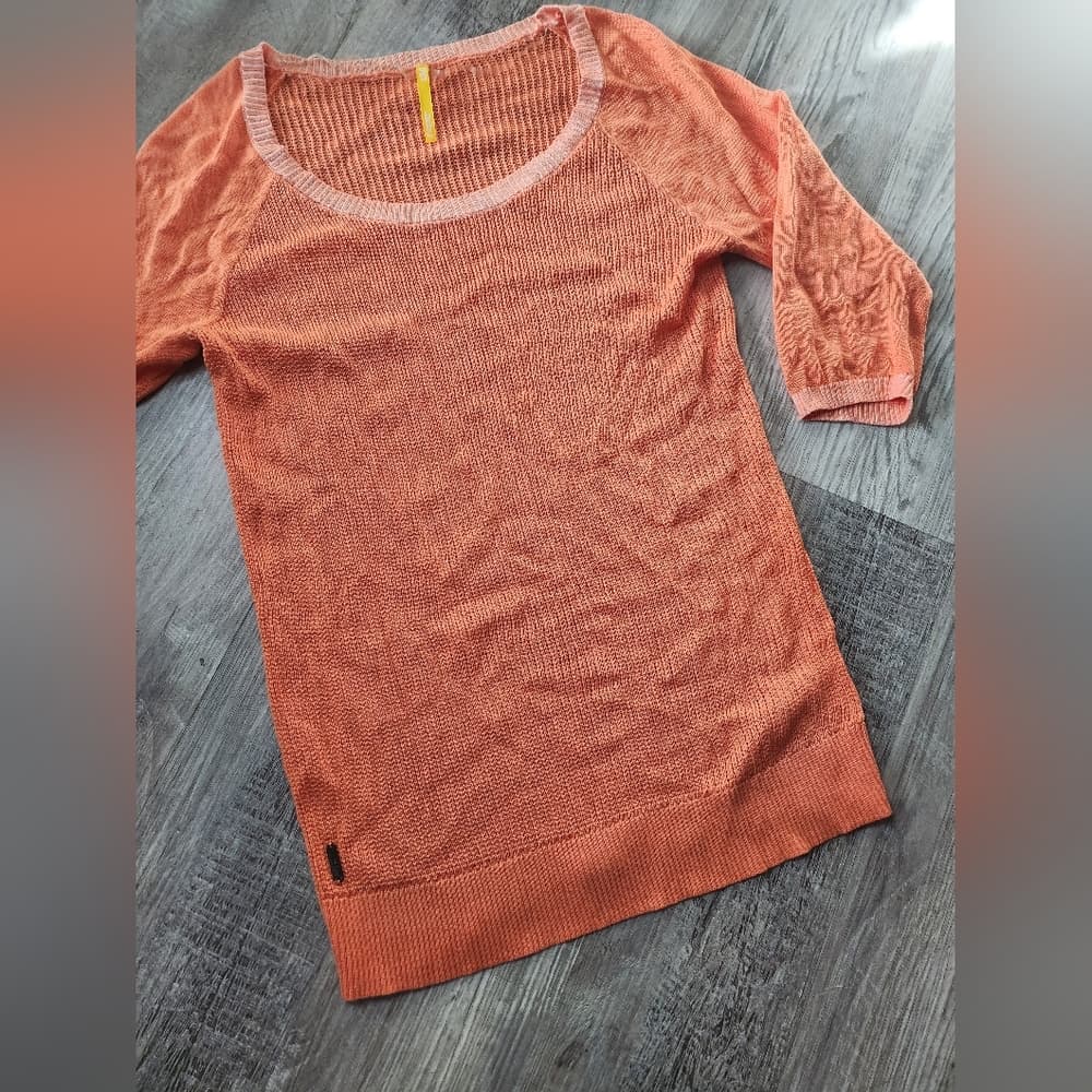 Lole Women's Orange Crew Neck Sweater 3/4 Sleeve - Thumbnail 2