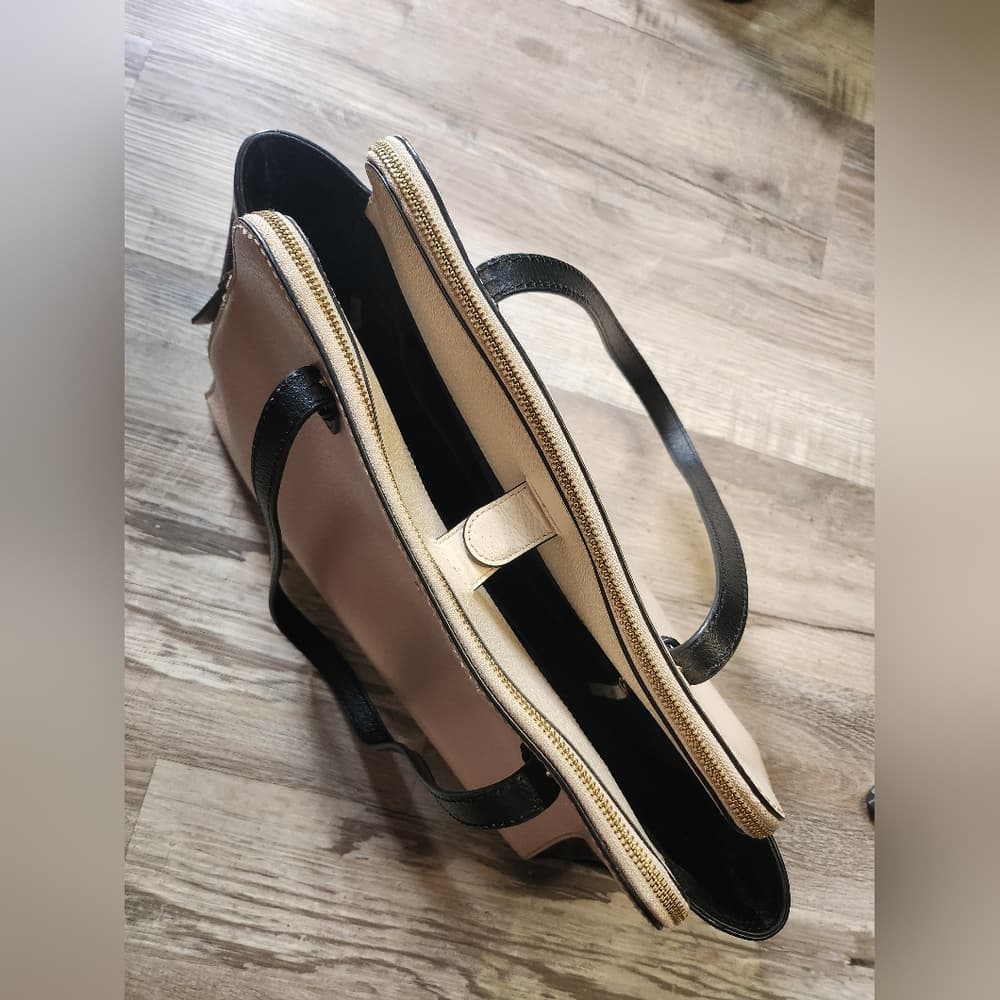Gorgeous Cream And Black Kate Spade Grand Street Lydia Tote Purse With Side Bags - Thumbnail 3
