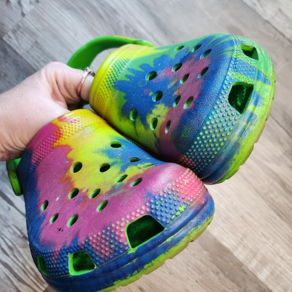 Vibrant Color CROCS Junior Tie-Dye Slip On Shoes Size 6 M 8 W - Thumbnail 7
