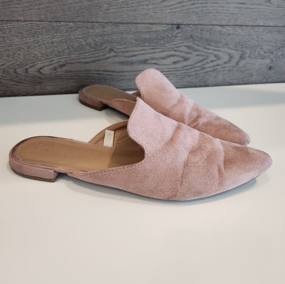 Women's Soft Pink Faux Suede Slip-On Mules A New Day - Thumbnail 8