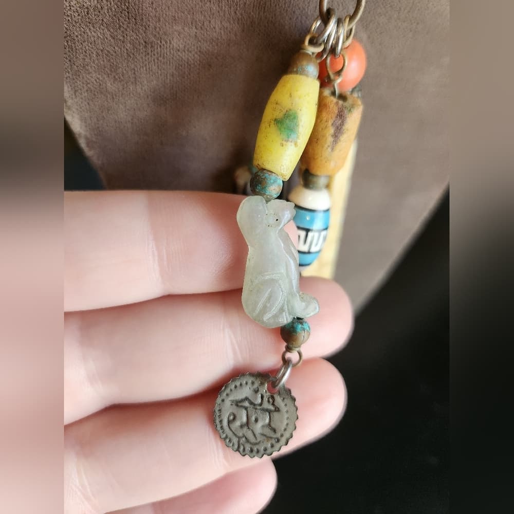 Artisan Beaded Necklace with Black Cord - Thumbnail 6