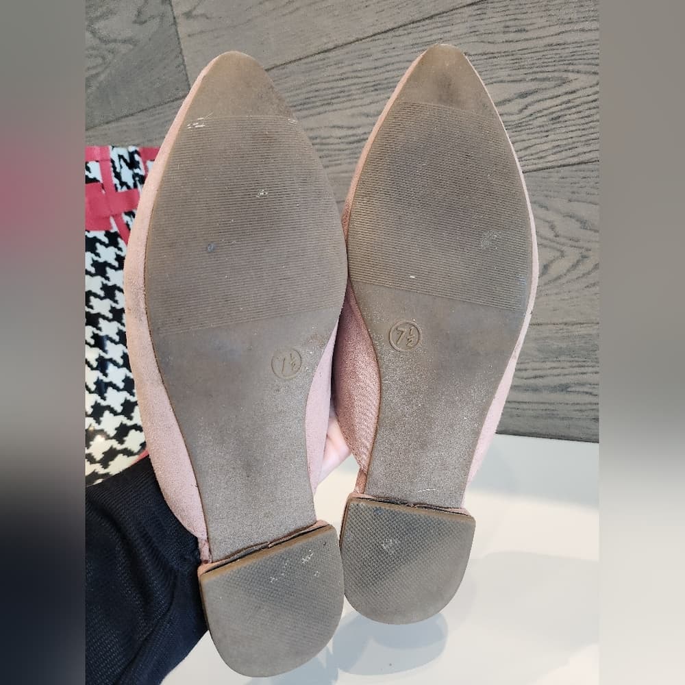 Women's Soft Pink Faux Suede Slip-On Mules A New Day - Thumbnail 4