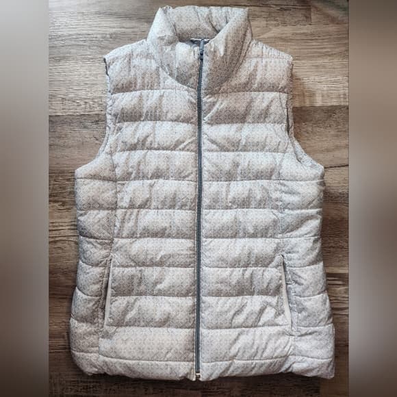 GAP Light Gray Thick Quilted Zip Up Puffer Vest - Thumbnail 11