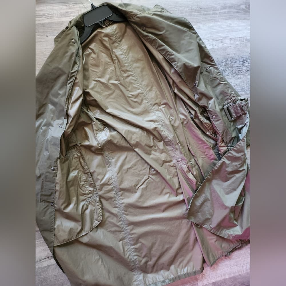 Green Military Trench Style Raincoat with Wide Collar and Belt Reg 34 Mens - Thumbnail 3