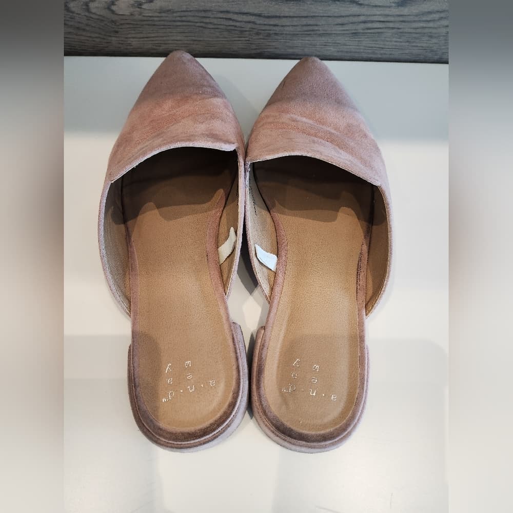 Women's Soft Pink Faux Suede Slip-On Mules A New Day - Thumbnail 2