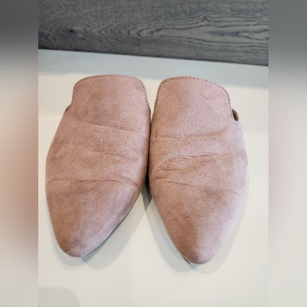 Women's Soft Pink Faux Suede Slip-On Mules A New Day - Thumbnail 6