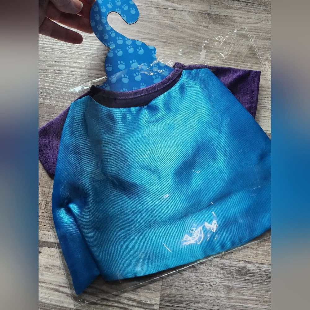 Teddy Mountain Purple and Blue Birthday Girl Outfit Shirt With Cape - Thumbnail 2