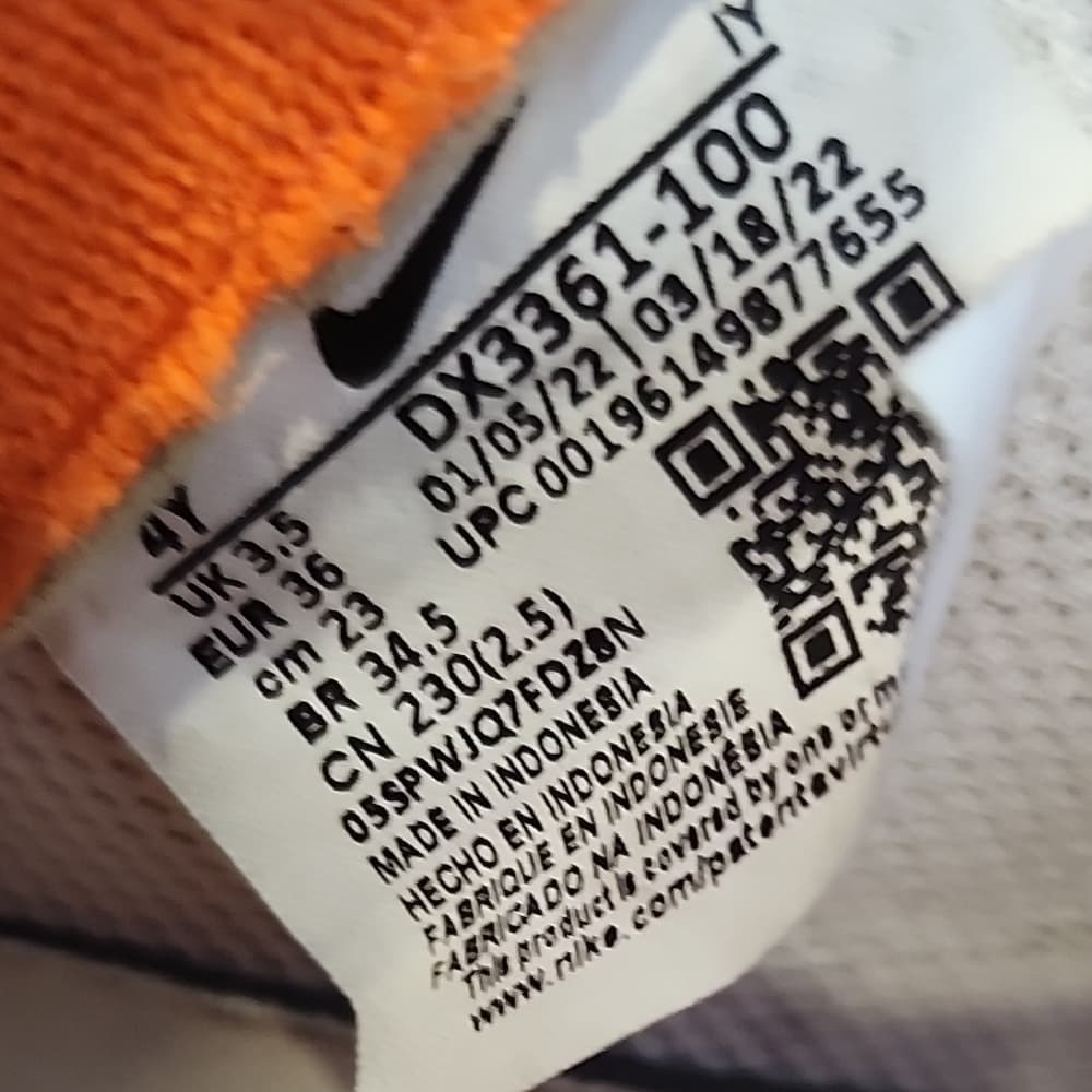 Youth Nike White and Orange Suede And Leather Air Force 1 '07 LV8 Sneakers - Thumbnail 9